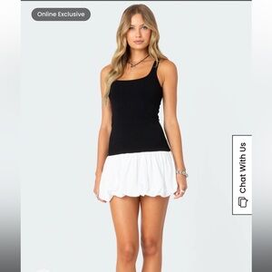 Edikted Contrast Bubble Skirt Ribbed Mini Dress